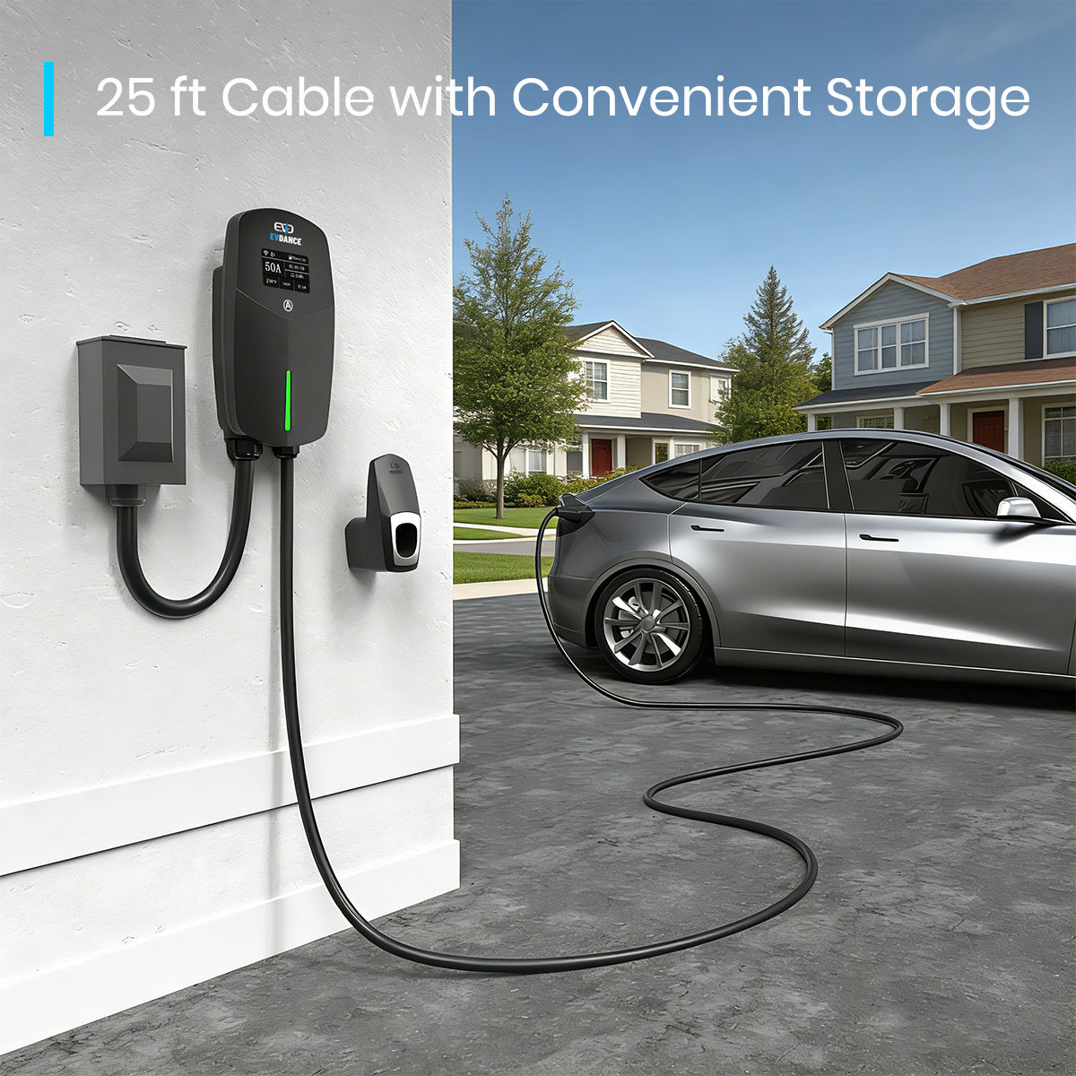 EVDANCE Home Level 2 EV Charger NACS Wall-mounted Hardwired In - 50A