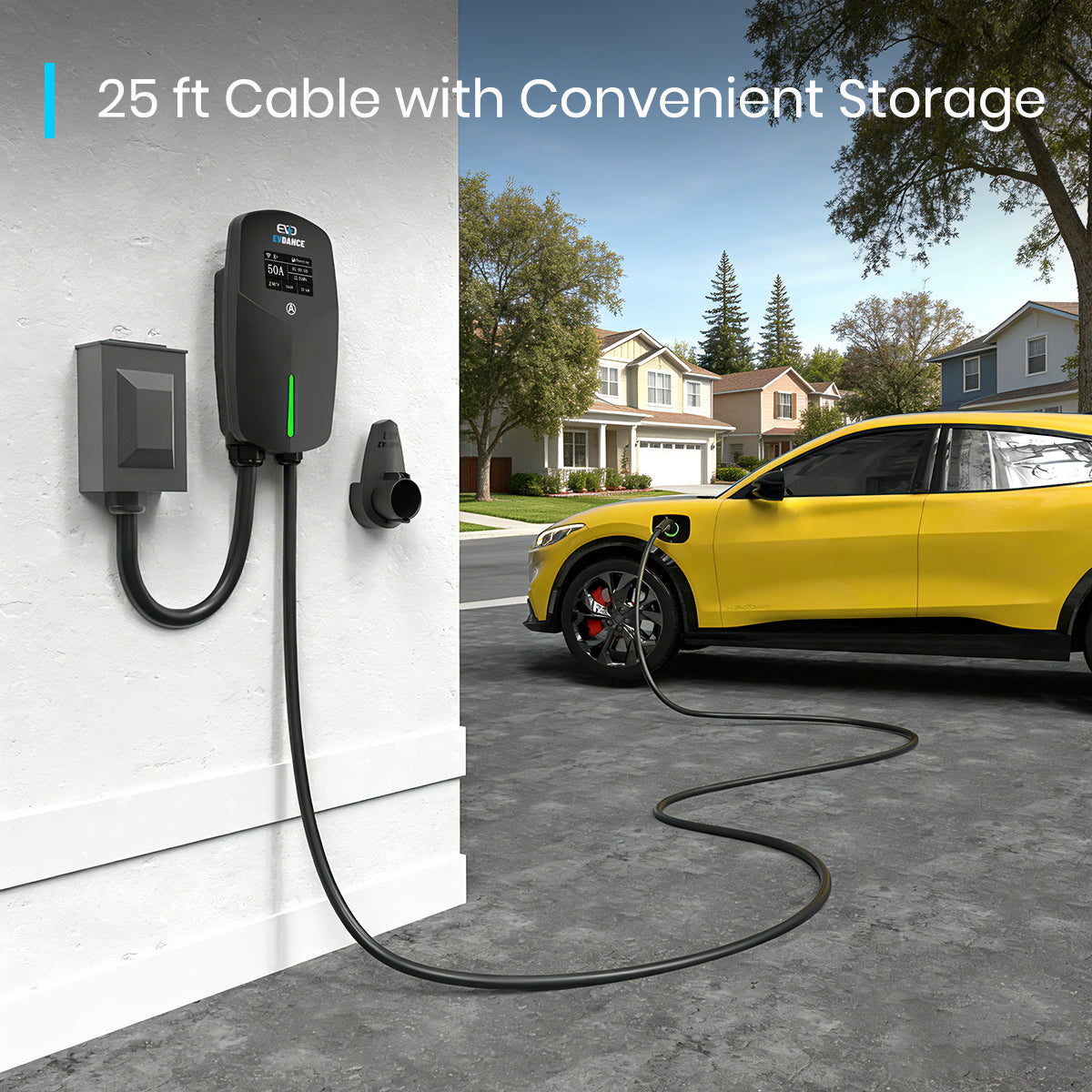 EVDANCE Home Level 2 EV Charger J1772 Wall-mounted Hardwired In - 50A