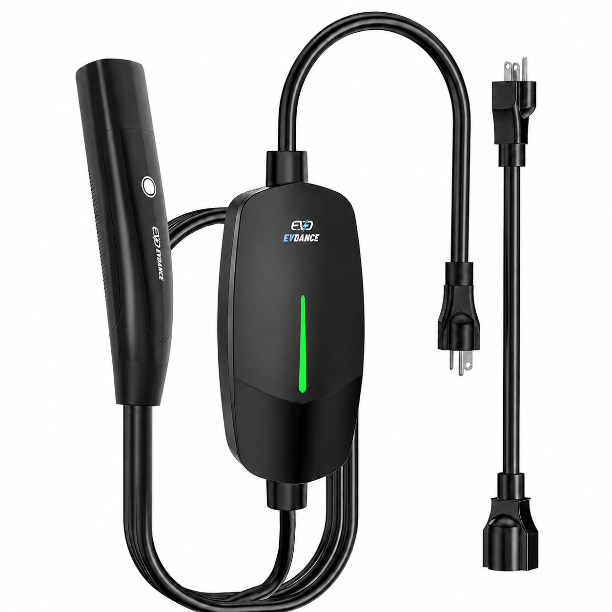 EVDANCE Portable Tesla Level 1+2 EV Charger | 110V &240V| 16 Amp | NEMA 5-15&6-20#color_black