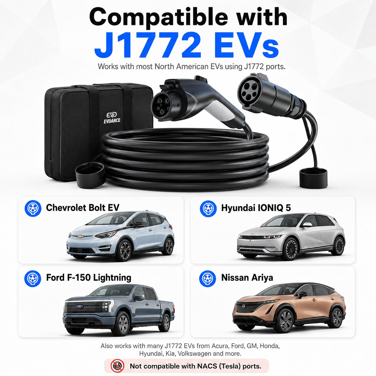 EVDANCE J1772 EV Extension Cord 32A-50A 21/40 FT