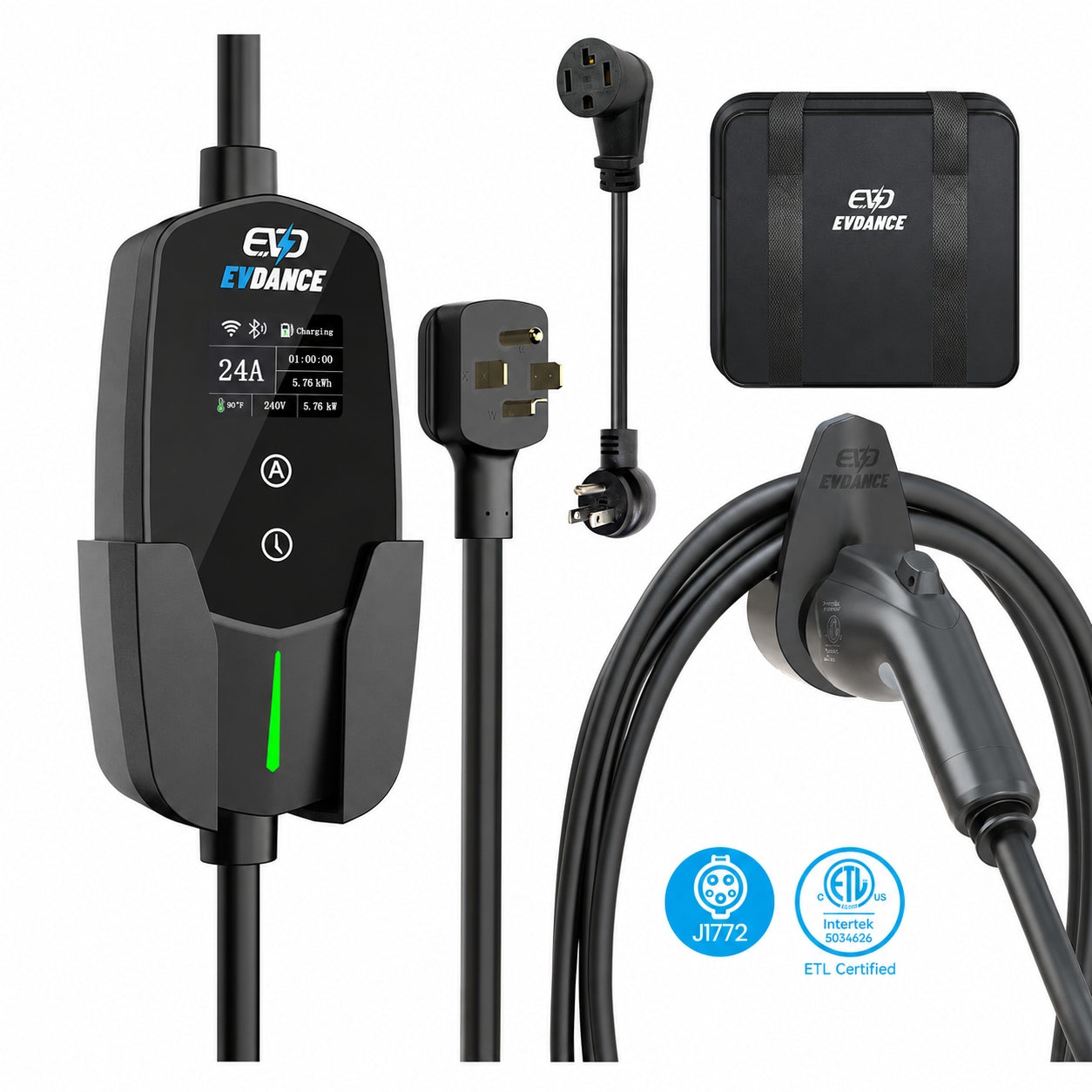 EVDANCE 240 V 40 A Tragbares 2-in-1-Ladegerät für Elektrofahrzeuge