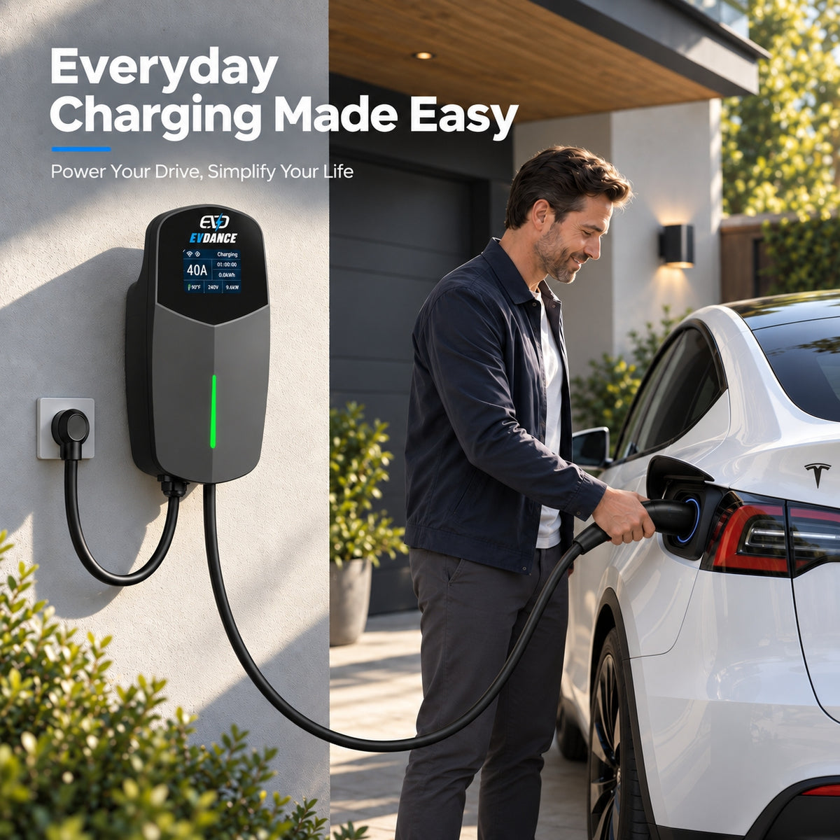 EVDANCE T40 Level 2 EV Charger NEMA 14-50 NACS Wall-mounted - 40A | ETL Certification