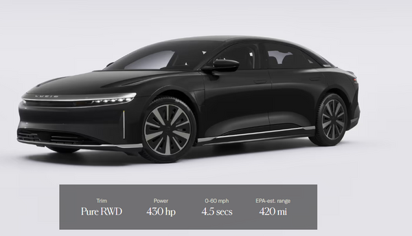 2027 Lucid Air Keeps Prices and 512-Mile Range