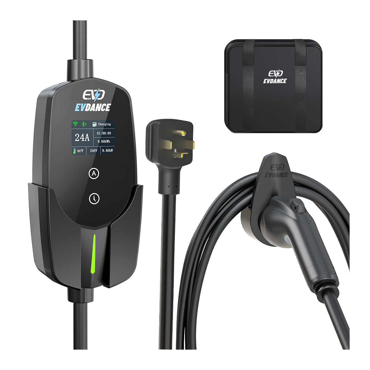Chargeur de véhicule électrique portable EVDANCE niveau 2 NEMA 14-30 24 A J1772 