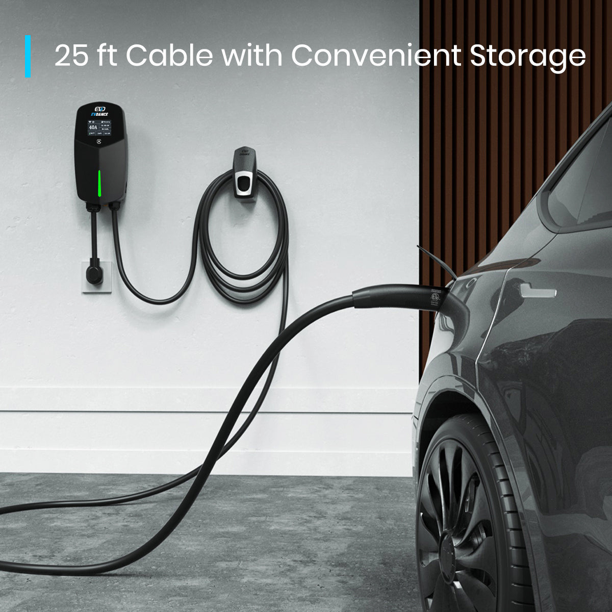 EVDANCE Home Level 2 EV Charger NACS Wall-mounted Hardwired In - 50A