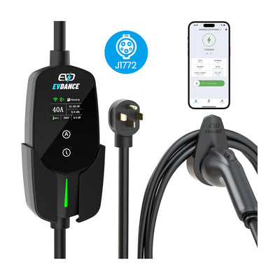 EVDANCE Flux Level 2 NEMA 14-50 40A J1772 Portable EV Charger Wifi Enabled