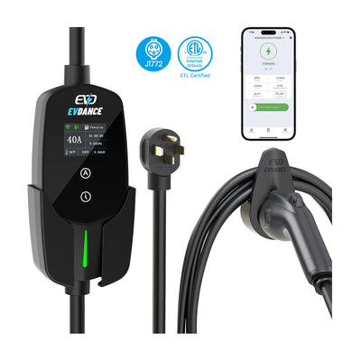 EVDANCE Flux Level 2 NEMA 14-50 40A J1772 Portable EV Charger Wifi Enabled