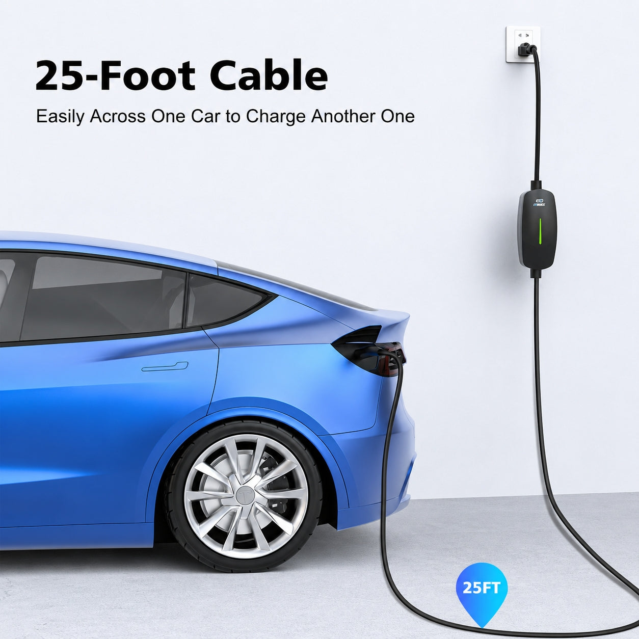 EVDANCE Portable Tesla Level 1+2 EV Charger | 110V &240V| 16 Amp | NEMA 5-15&6-20#color_black