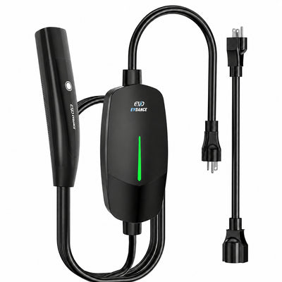 EVDANCE Portable Tesla Level 1+2 EV Charger | 110V &240V| 16 Amp | NEMA 5-15&6-20#color_black