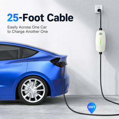 EVDANCE Portable Tesla Level 1+2 EV Charger | 110V &240V| 16 Amp | NEMA 5-15&6-20#color_white