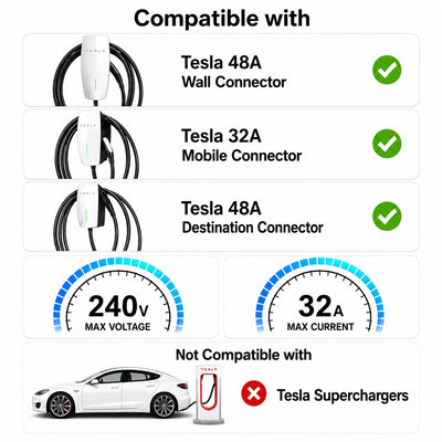 EVDANCE Tesla EV Charging Extension Cords 32A 21FT