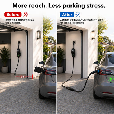 EVDANCE Nexus Reach Tesla EV Charging Extension Cords 40A 21FT