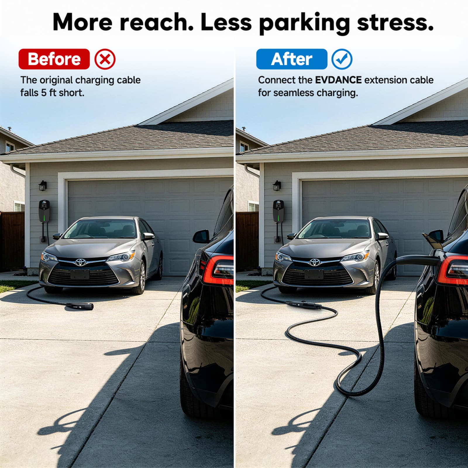 EVDANCE Nexus Reach Tesla EV Charging Extension Cords 40A 21FT