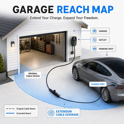 EVDANCE Nexus Reach Tesla EV Charging Extension Cords 40A 21FT