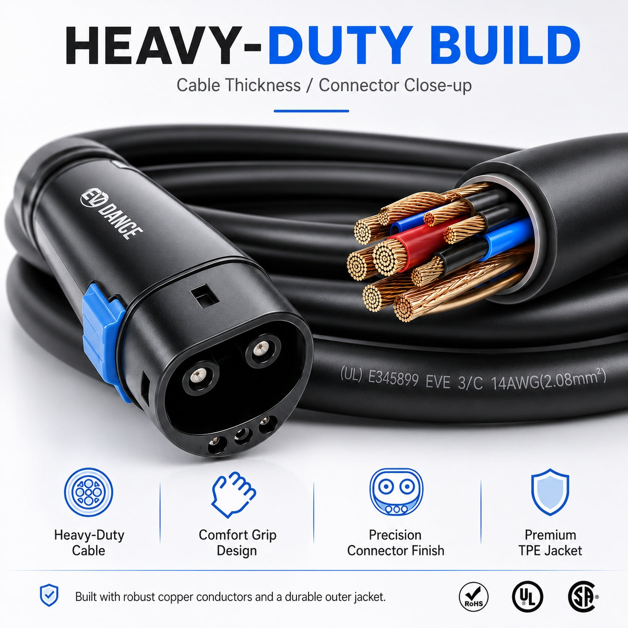 EVDANCE Nexus Reach Tesla EV Charging Extension Cords 40A 21FT