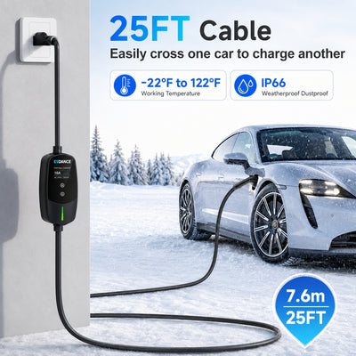 EVDANCE Flux Level 1 & 2 NEMA 5-15 Plug J1772 Portable EV Charger 12A/16A | ETL Certification