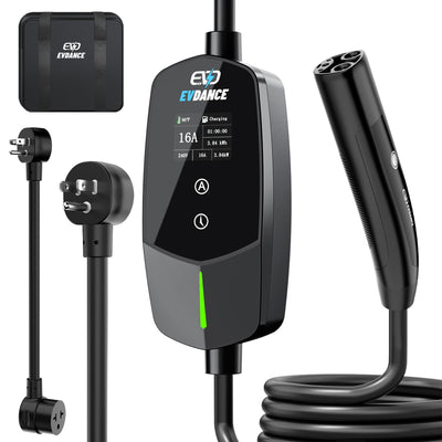 EVDANCE Flux Level 1 & 2NEMA 5-15 Plug NACS Portable EV Charger 12A/16A | ETL Certification