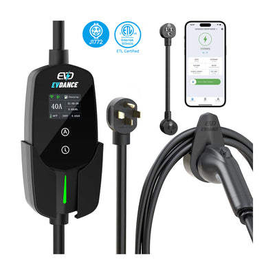 EVDANCE Flux Level 2 NEMA 14-50 40A J1772 Portable EV Charger | ETL Certification