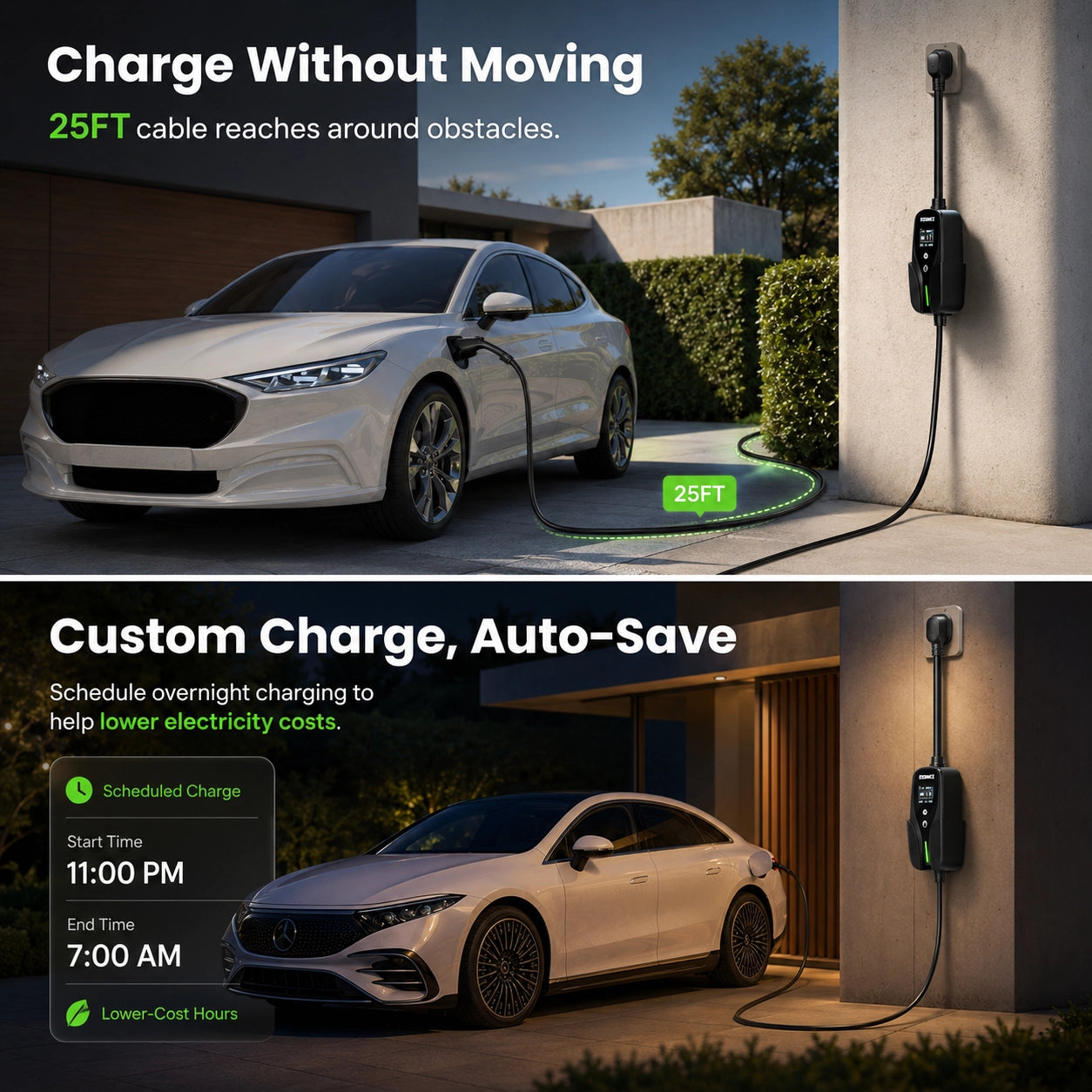 EVDANCE Flux Level 2 NEMA 14-50 40A J1772 Portable EV Charger | ETL Certification