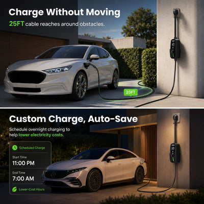EVDANCE Flux Level 2 NEMA 14-50 40A J1772 Portable EV Charger | ETL Certification