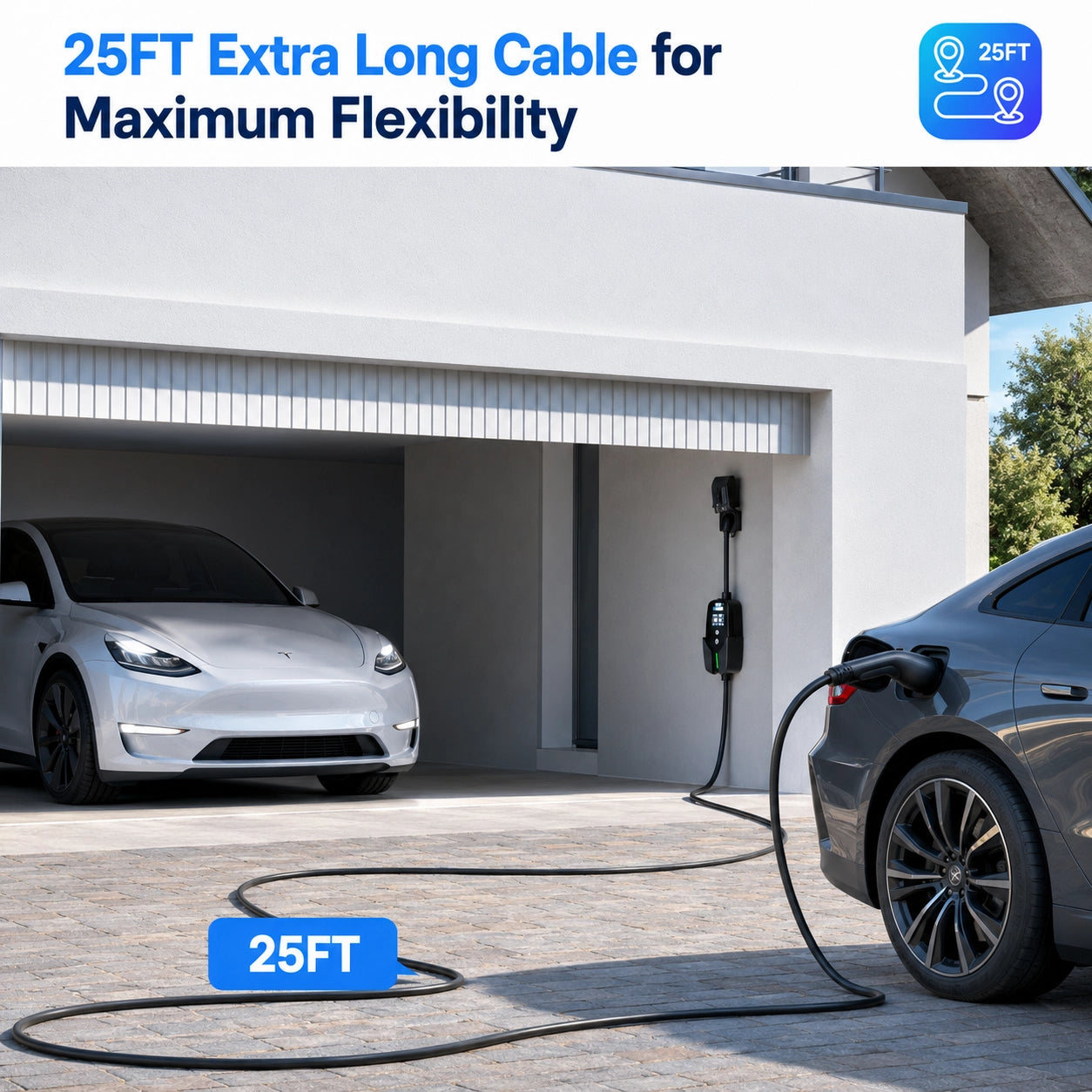 EVDANCE Flux Level 2 NEMA 14-50 40A J1772 Portable EV Charger | ETL Certification