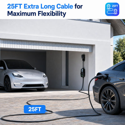 EVDANCE Flux Level 2 NEMA 14-50 40A J1772 Portable EV Charger | ETL Certification