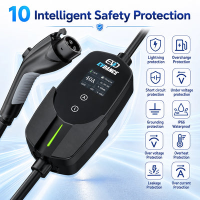 EVDANCE Flux Level 2 NEMA 14-50 40A J1772 Portable EV Charger | ETL Certification