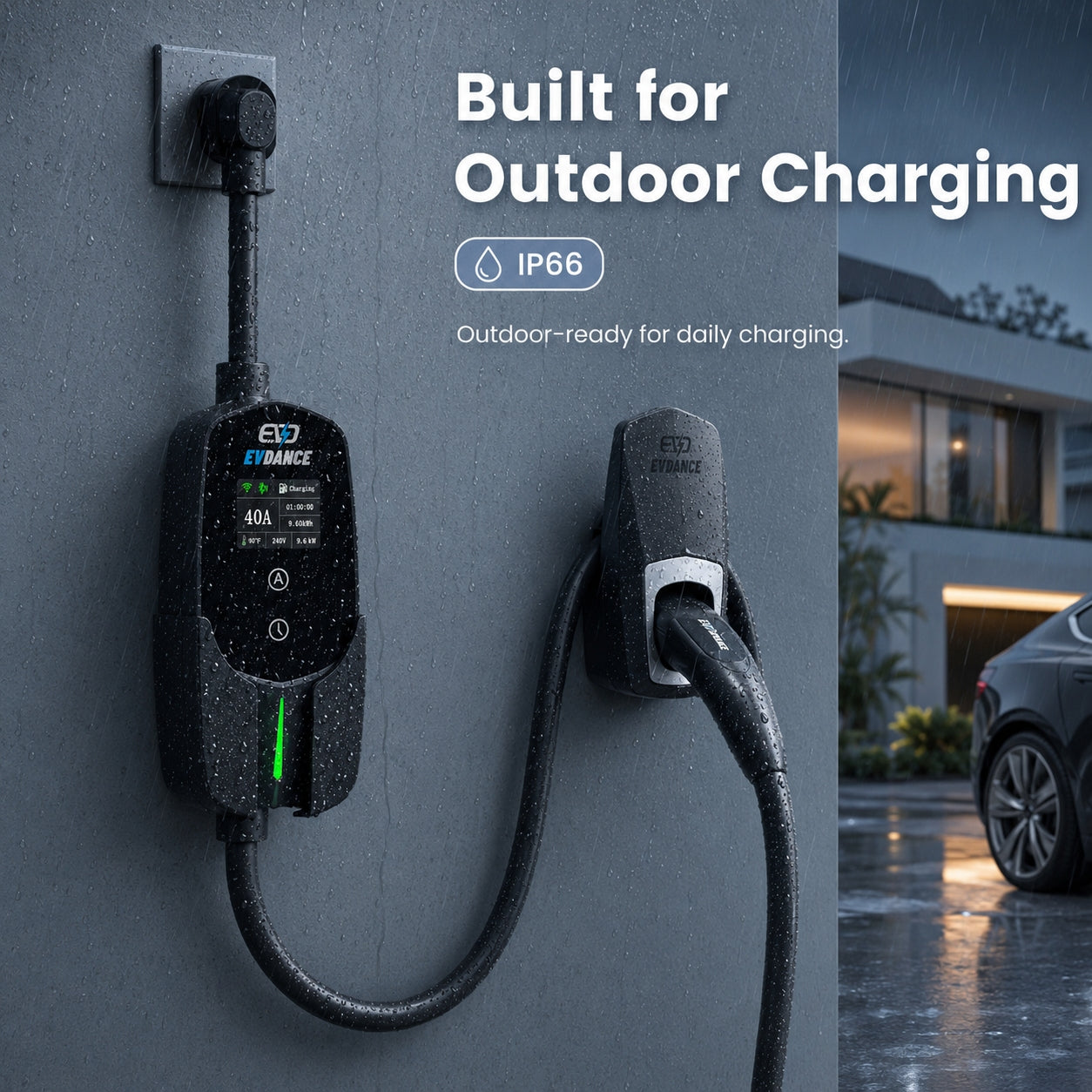 EVDANCE Flux Level 2 NEMA 14-50 40A Tesla Portable EV Charger Wifi Enabled