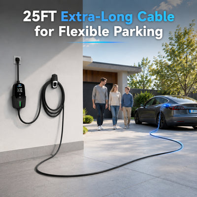 EVDANCE Flux Level 2 NEMA 14-50 40A Tesla Portable EV Charger Wifi Enabled