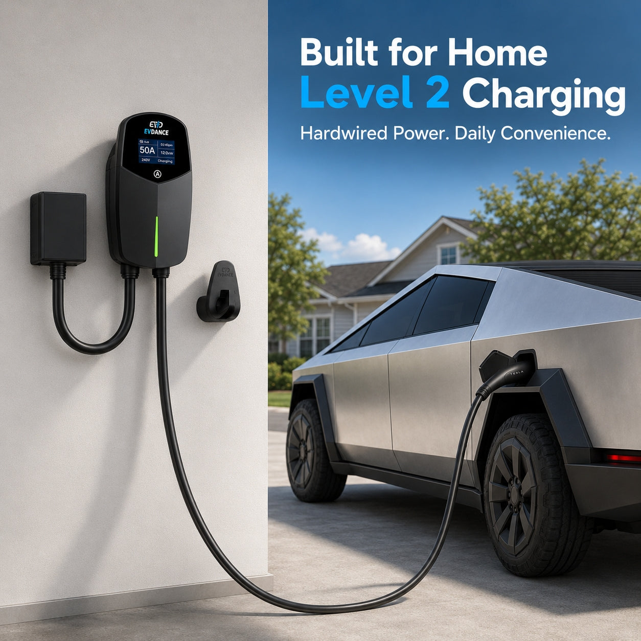 EVDANCE 240V 40A Tragbares 2-in-1-EV-Ladegerät für Tesla