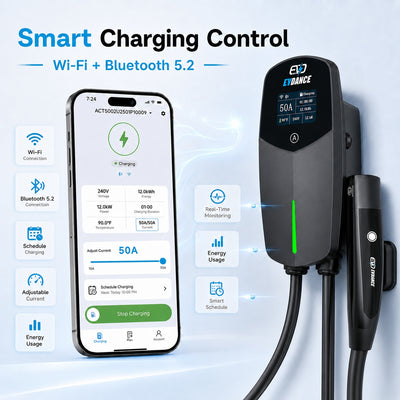 EVDANCE 240V 40A Tragbares 2-in-1-EV-Ladegerät für Tesla