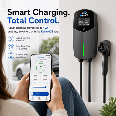 EVDANCE  Home Level 2 EV Charger NEMA 14-50 J1772 Wall-mounted Plug In - 40A