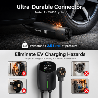 EVDANCE Home Level 2 EV Charging NACS Tesla NEMA 14-50 Plug ETL Certified - 32A | 240V