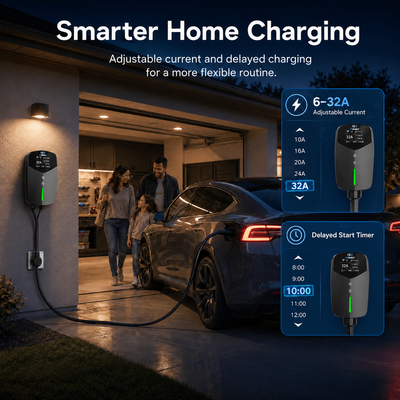 EVDANCE Home Level 2 EV Charging NACS Tesla NEMA 14-50 Plug ETL Certified - 32A | 240V