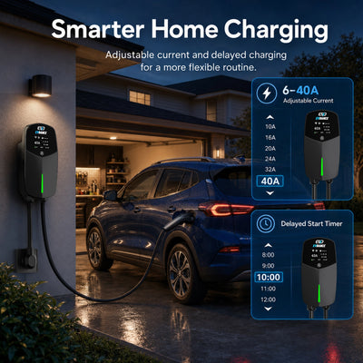 EVDANCE  Home Level 2 EV Charger NEMA 14-50 J1772 Wall-mounted Plug In - 40A | ETL Certification
