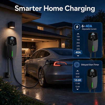 EVDANCE Level 2 EV Charger NEMA 14-50 NACS Wall-mounted Plug In - 40A | ETL Certification
