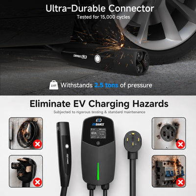EVDANCE Level 2 EV Charger NEMA 14-50 NACS Wall-mounted Plug In - 40A | ETL Certification
