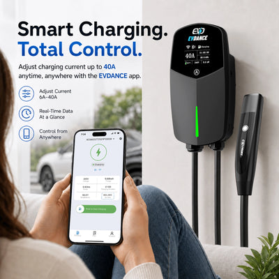 EVDANCE Level 2 EV Charger NEMA 14-50 NACS Wall-mounted Plug In - 40A | ETL Certification
