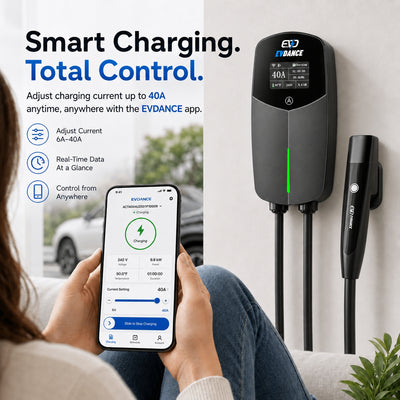 EVDANCE Level 2 EV Charger NEMA 14-50 NACS Wall-mounted Plug In - 40A | ETL Certification