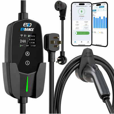 EVDANCE Level 2 NEMA 14-30 24A J1772 Portable EV Charger | ETL Certification
