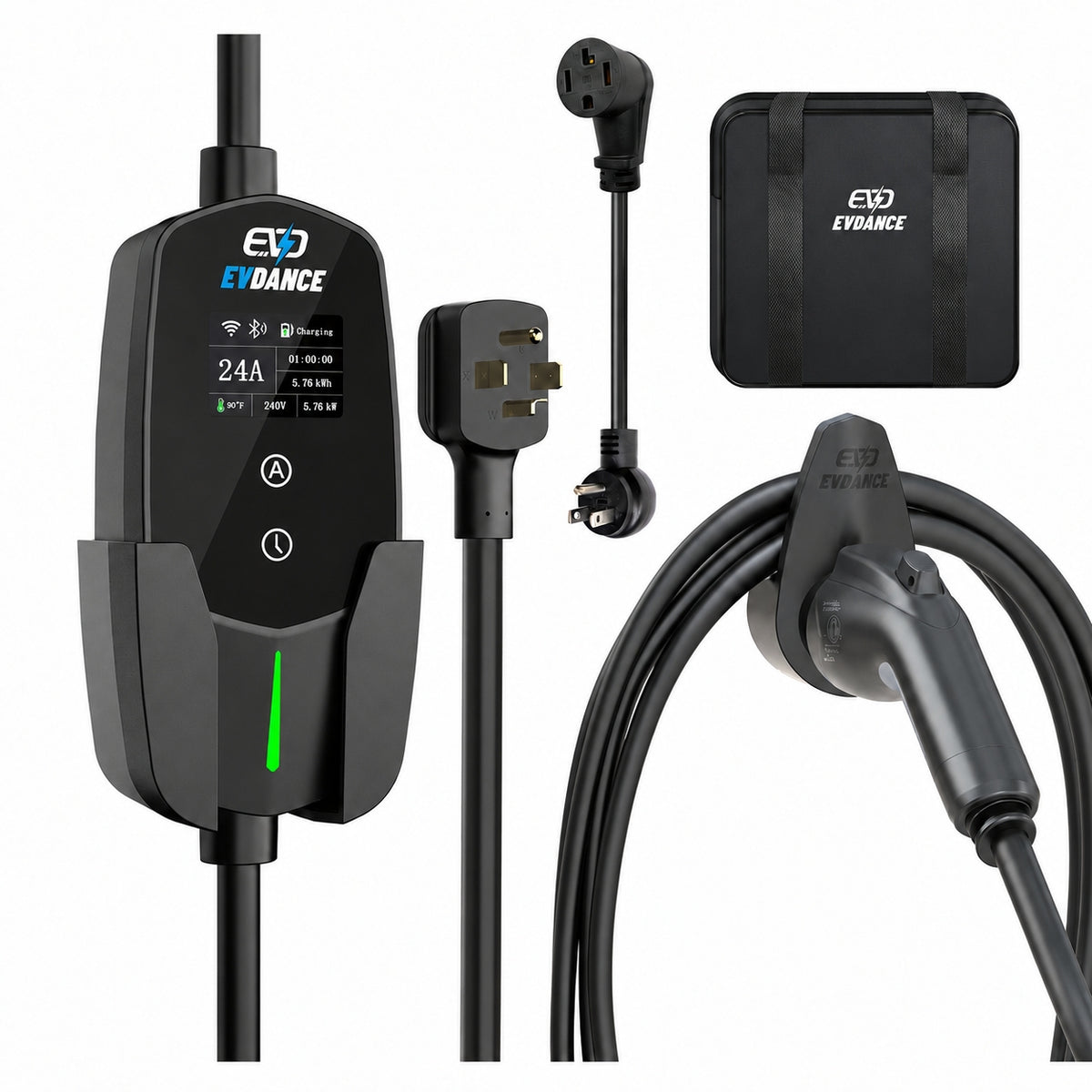 EVDANCE Level 2 NEMA 14-30 24A J1772 Portable EV Charger | ETL Certification
