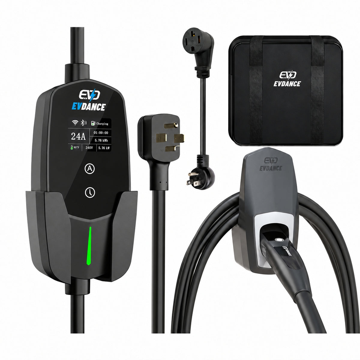 EVDANCE Level 2 NEMA 14-30 24A NACS Portable EV Charger | ETL Certification