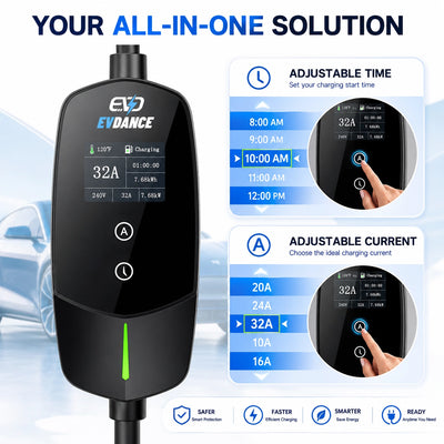 EVDANCE Level 2 NEMA 14-50 32A J1772 Portable EV Charger | ETL Certification