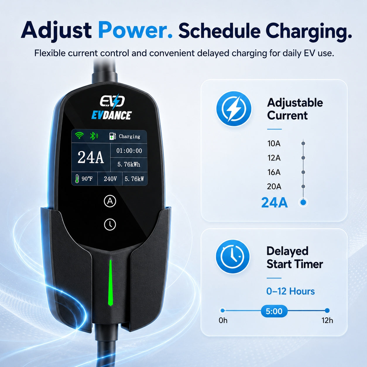 EVDANCE Level 2 NEMA 10-30 24A J1772 Portable EV Charger