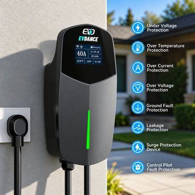 EVDANCE  T40 Level 2 EV Charger NEMA 14-50 NACS Wall-mounted - 40A | ETL Certification
