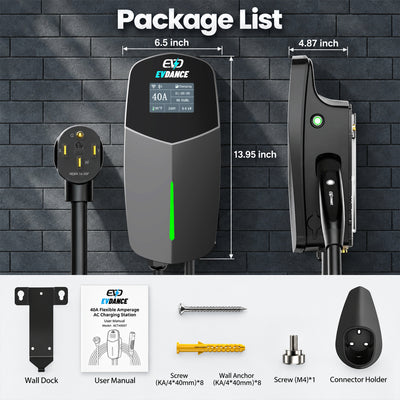 EVDANCE  T40 Level 2 EV Charger NEMA 14-50 NACS Wall-mounted - 40A | ETL Certification