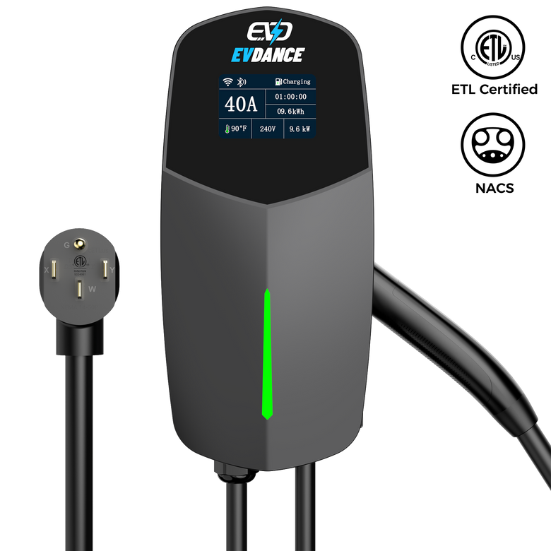 EVDANCE  T40 Level 2 EV Charger NEMA 14-50 NACS Wall-mounted - 40A | ETL Certification