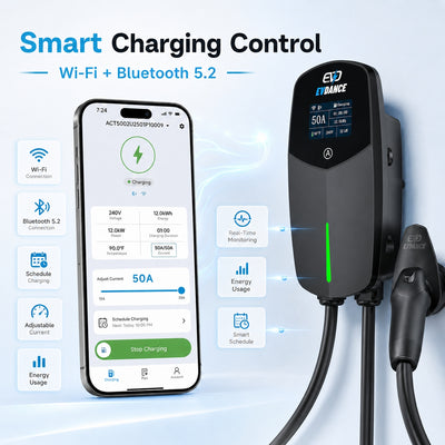 EVDANCE 240V 40A Tragbares 2-in-1-EV-Ladegerät für Tesla