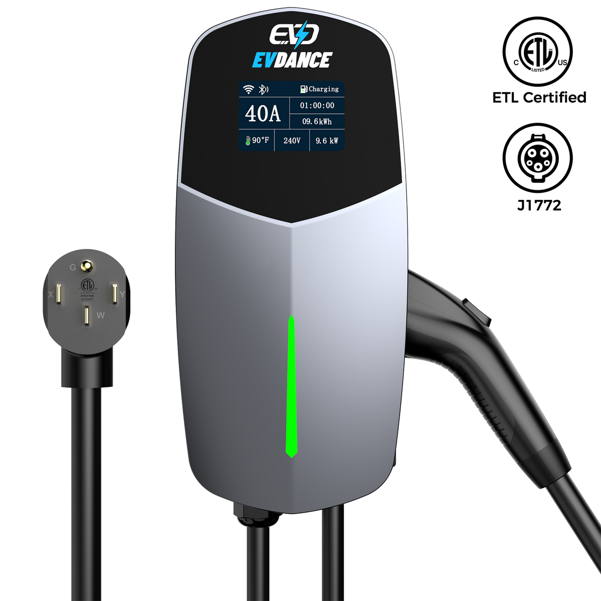 EVDANCE  U40 Level 2 EV Charger NEMA 14-50 J1772 Wall-mounted - 40A | ETL Certification