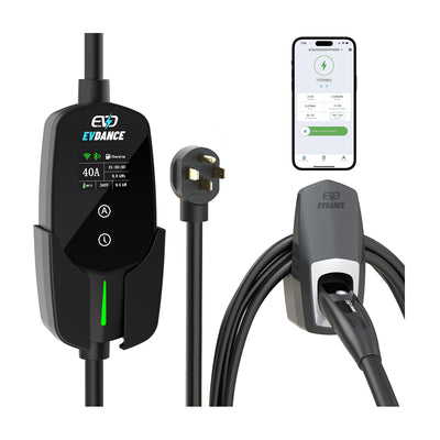EVDANCE Flux Level 2 NEMA 14-50 40A Tesla Portable EV Charger Wifi Enabled